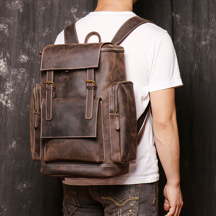 Leder-Laptop-Rucksack für Herren