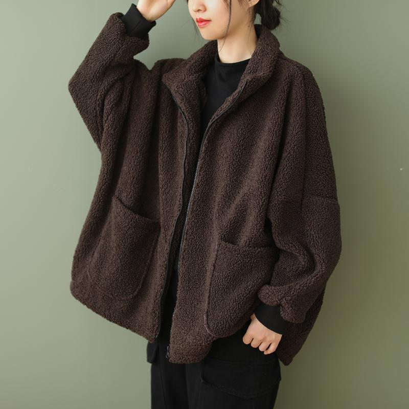 Lässiger Oversize-Mantel aus Lammfellimitat