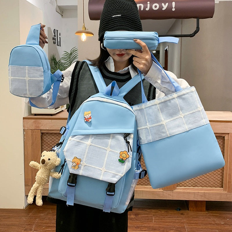 Karierter Rucksack im koreanischen Stil