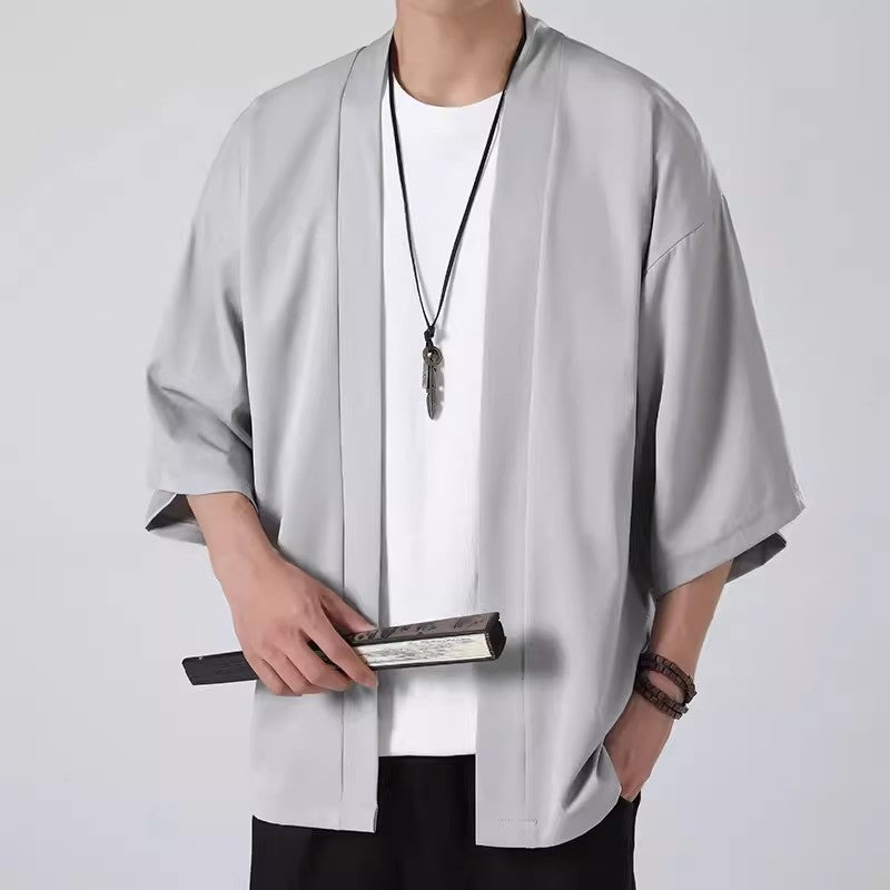 Herren Modischer Einfarbiger Kimono