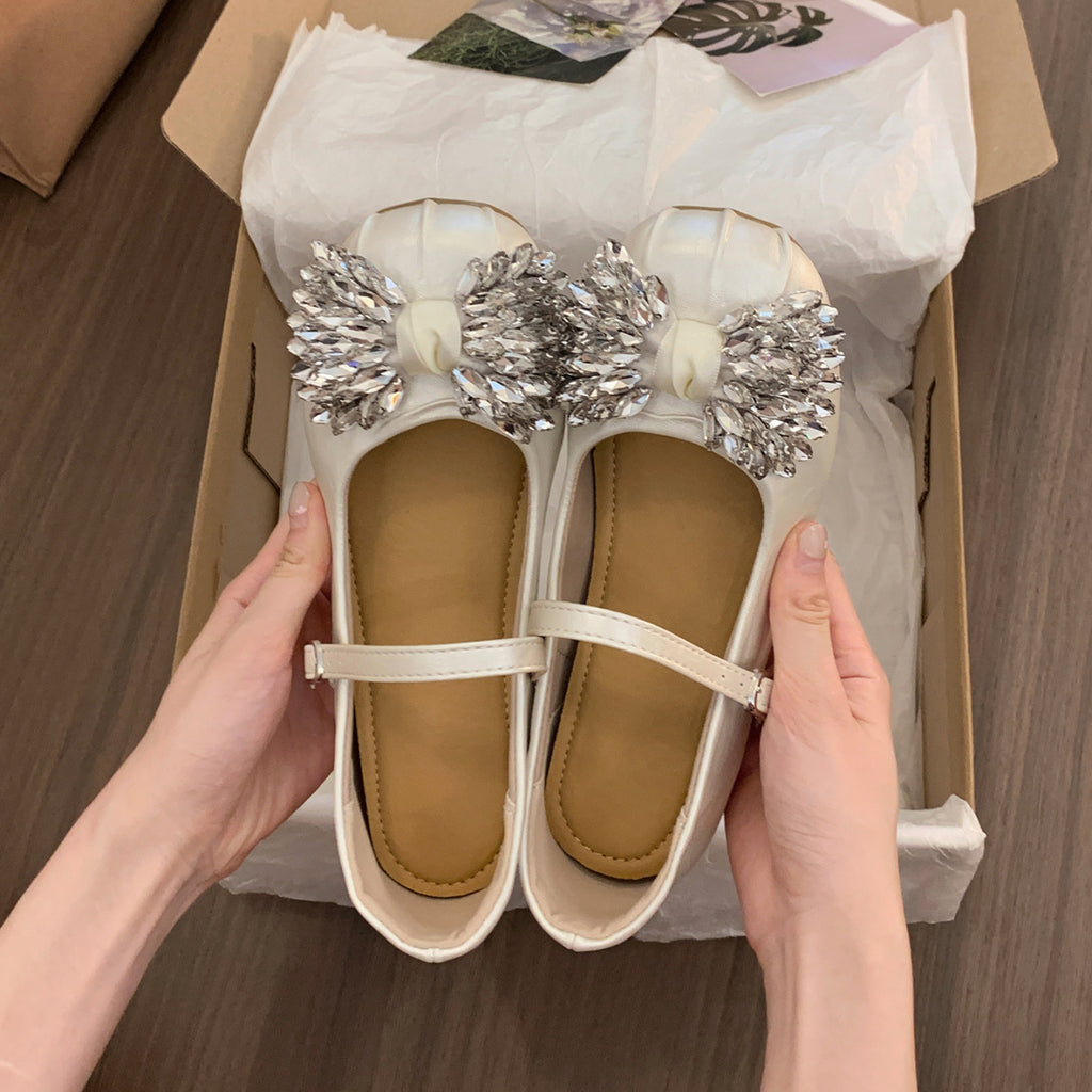Mary Jane Flats mit Strass-Schleifen