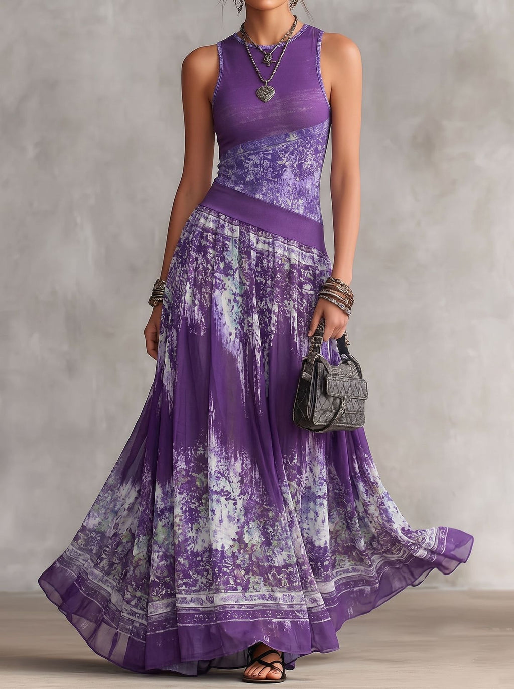 Boho-Maxi-Kleid ohne Ärmel, gestreift – Bild 7 | LuxeStyle