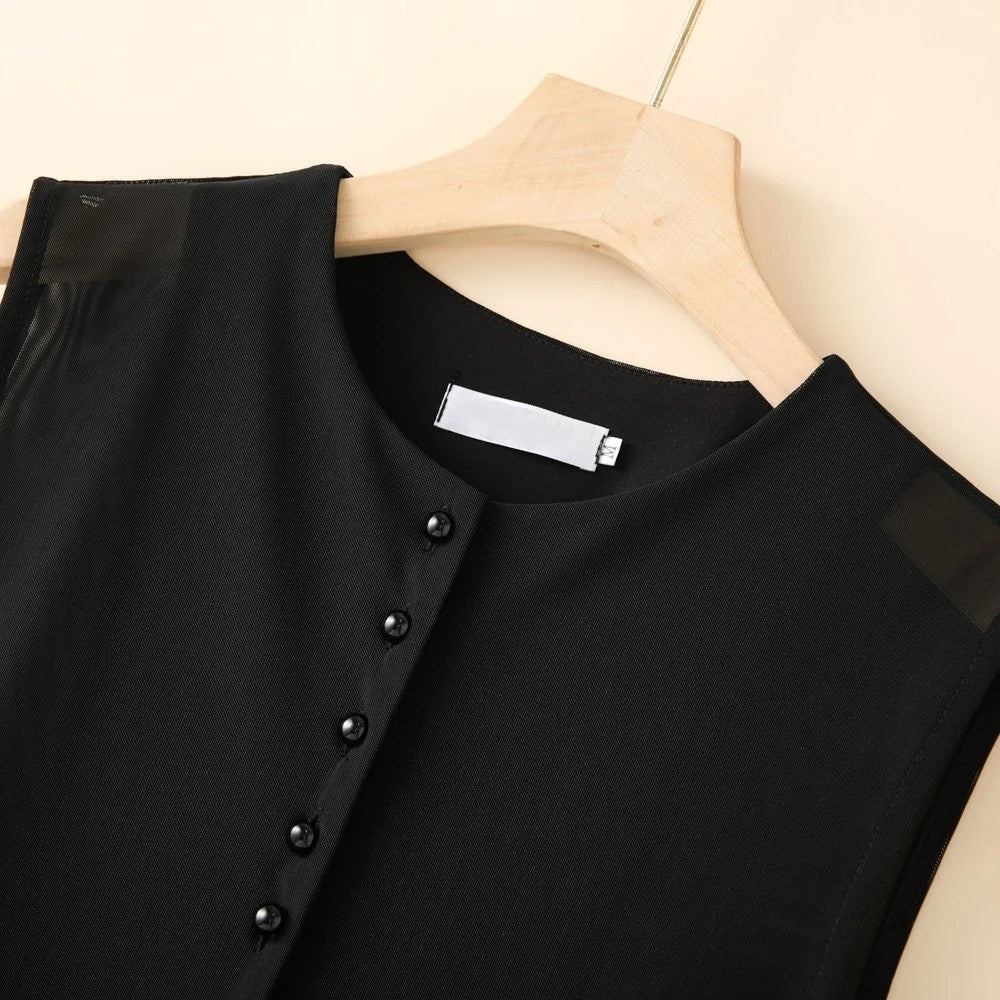 Elegante asymmetrische Mesh-Weste