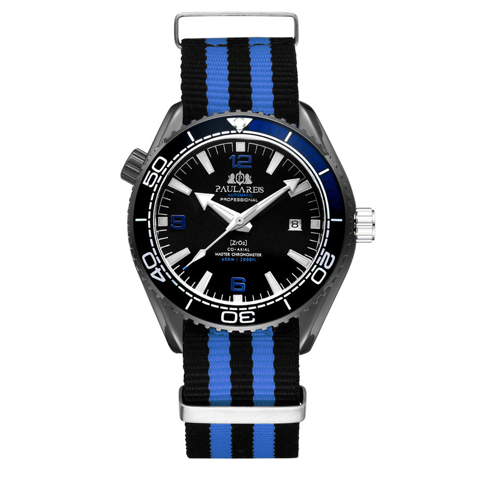 Automatische Herrenuhr mit Leuchtzeigern und Canvas-Armband