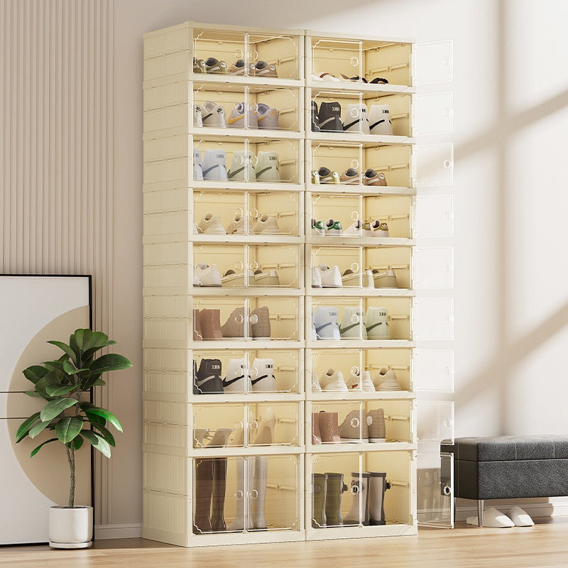 Faltbarer Schuhschrank mit 3-9 Lagen, transparent, 6-18 Paar Schuhe