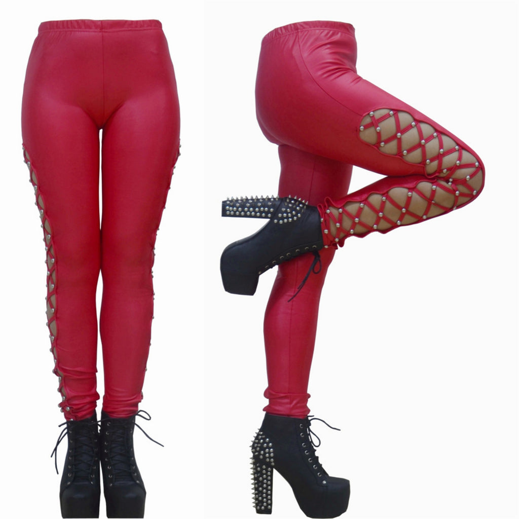 Kurze Leggings in Leder-Optik
