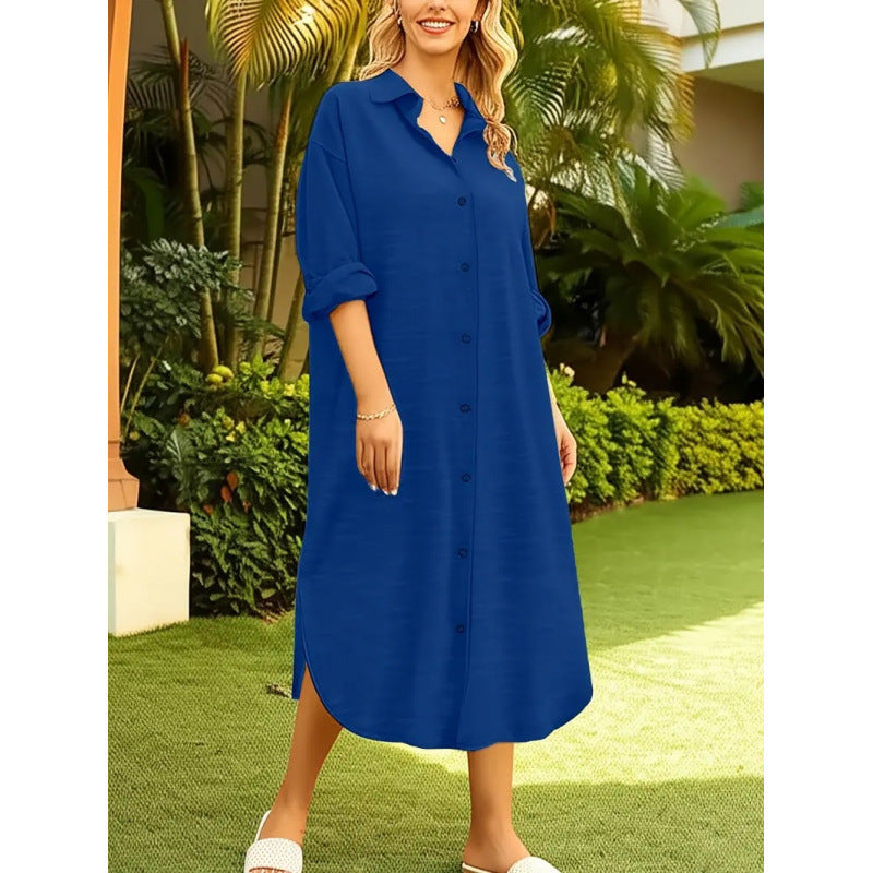 Midi-Bluse mit Reverskragen und Langarm – Bild 9 | LuxeStyle