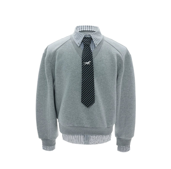 Gestreifter Hoodie mit Kragen – Weit geschnitten