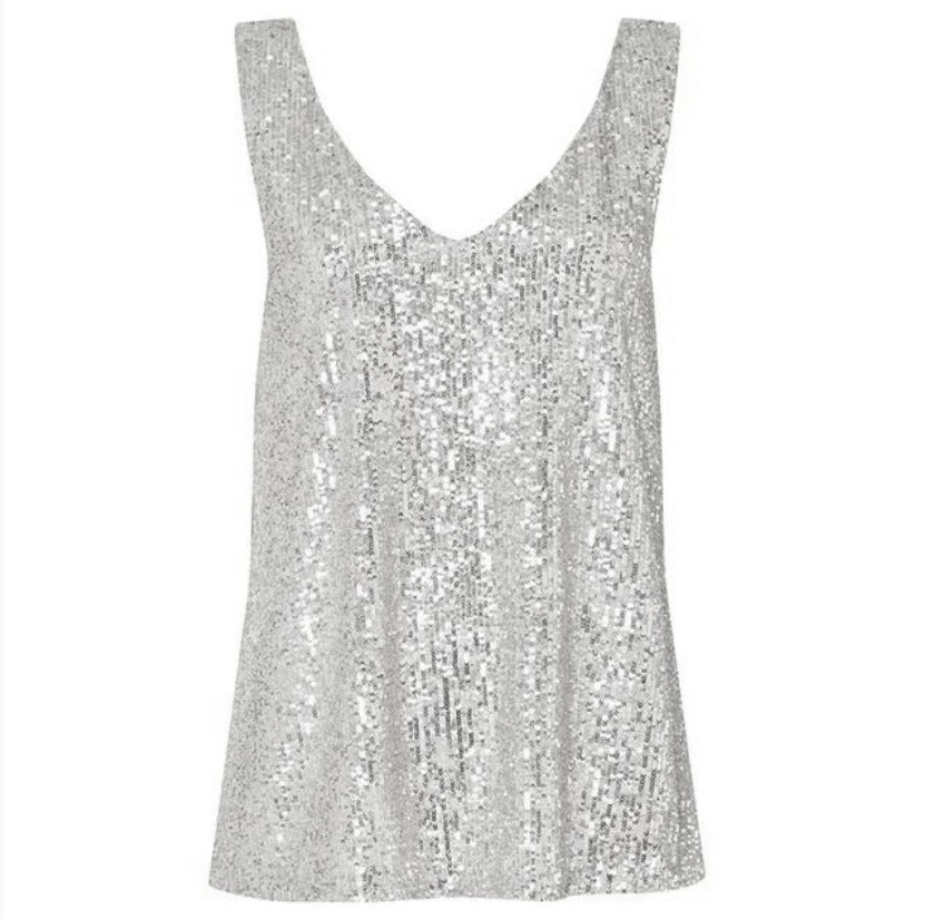 Pailletten-Camisole mit Geometrie-Muster