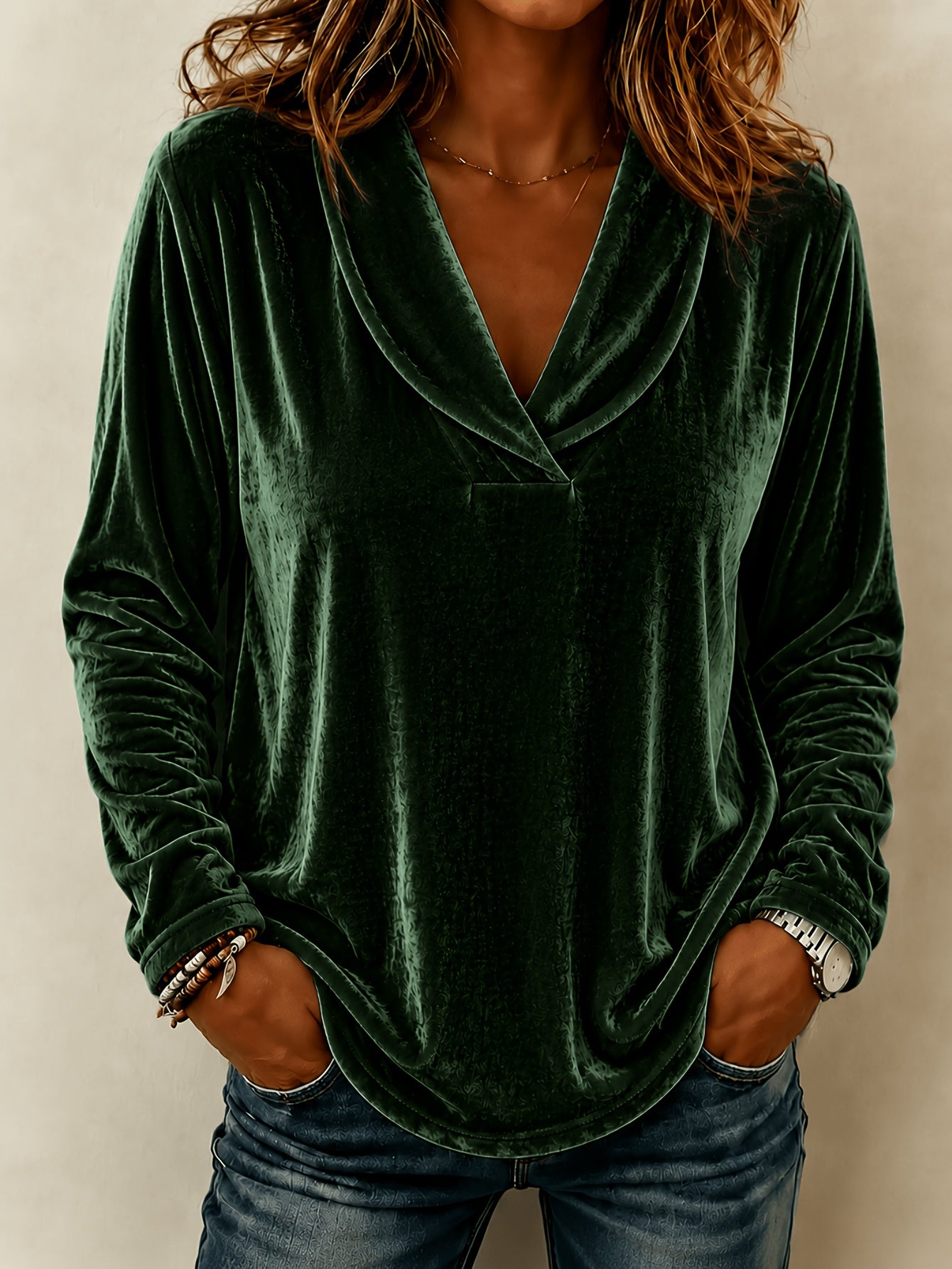 Samt-Blazer mit weitem Ausschnitt