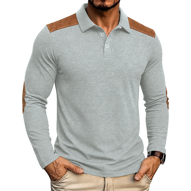 Männliches Langarm-Waffel-Polo-Shirt – Bild 4 | LuxeStyle