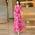 Bedrucktes Maxikleid mit Puffärmeln und Taillenbetonung – Bild 6 | LuxeStyle