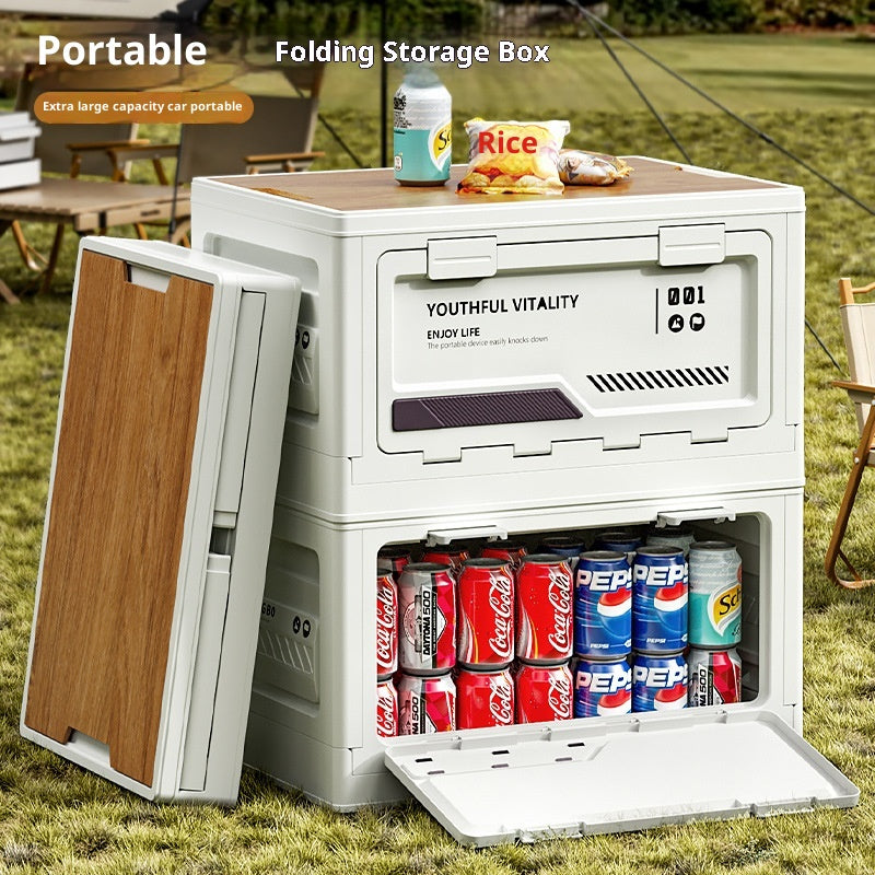 Camping-Storage-Box mit Holzdeckel