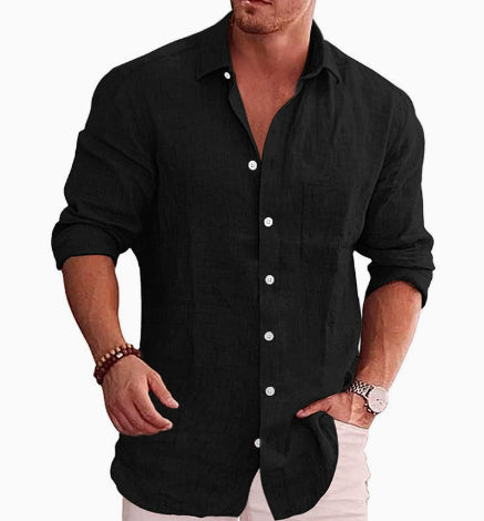 Weites Leinenhemd für Herren – Langarm – Bild 9 | LuxeStyle