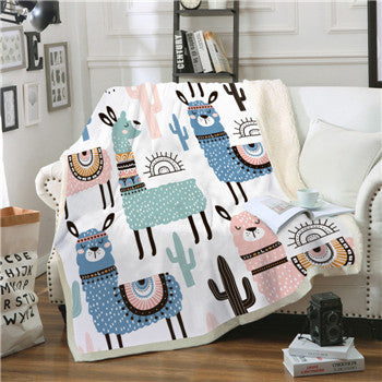 Kuschelige Plüschdecke mit Cartoon-Print