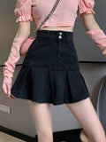 High Waist Mini-Jeansrock mit Rüschen – Ansicht 6
