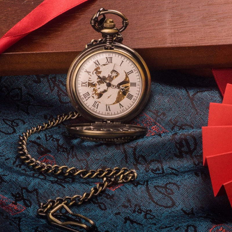 Chinesische Drachen-Skelett-Taschenuhr – Ansicht 4