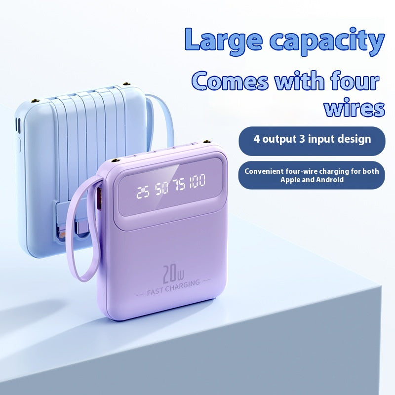 Mini Powerbank mit 4 Ladekabeln