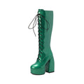 Overknee-Stiefel mit Schnürung und Blockabsatz – Bild 10 | LuxeStyle