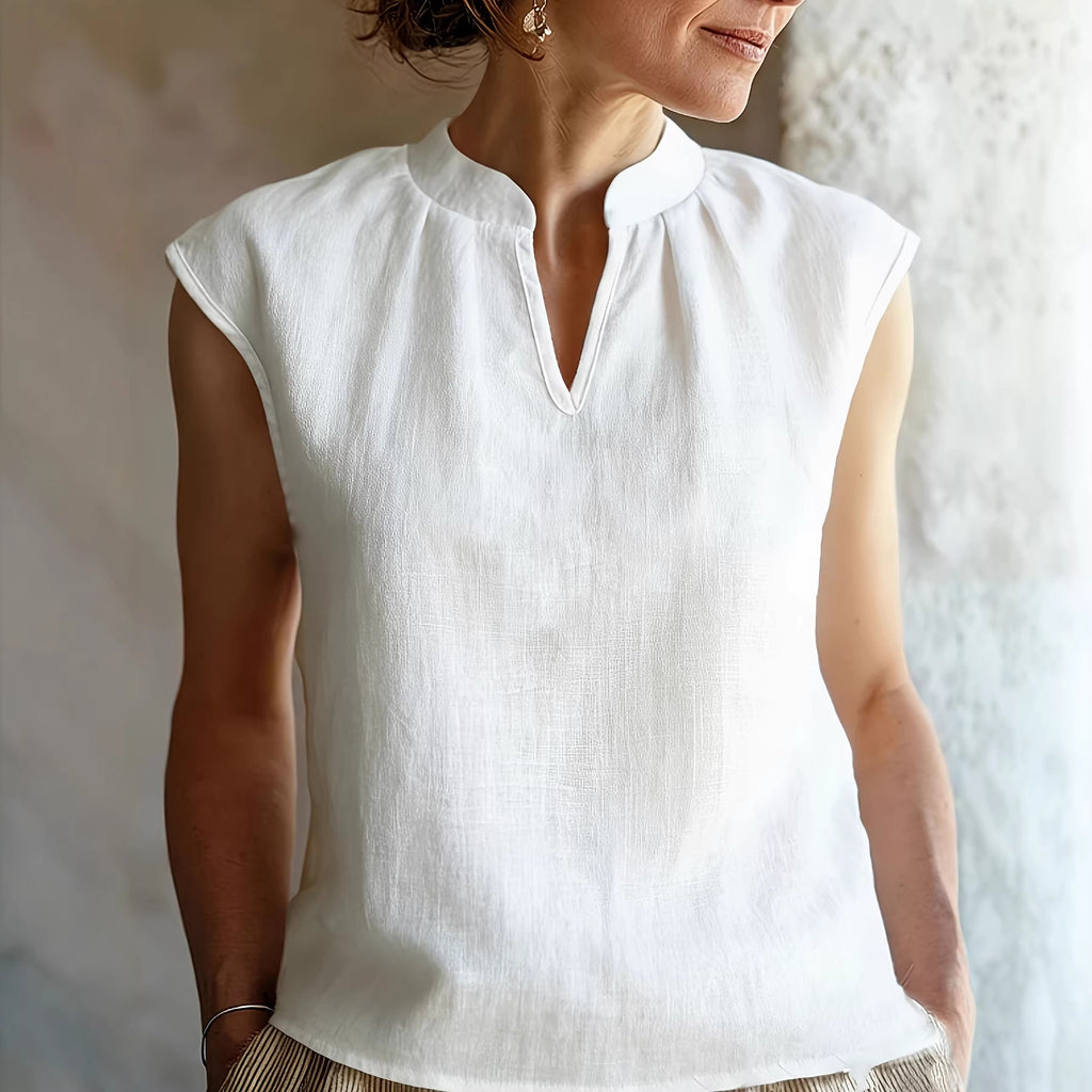 Weisses Leinen-Sleeveless Shirt – Bild 1 | LuxeStyle