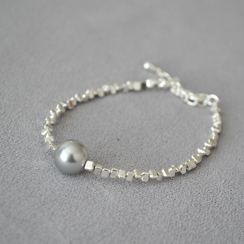 Minimalistisches Perlenarmband mit Silberelementen | LuxeStyle