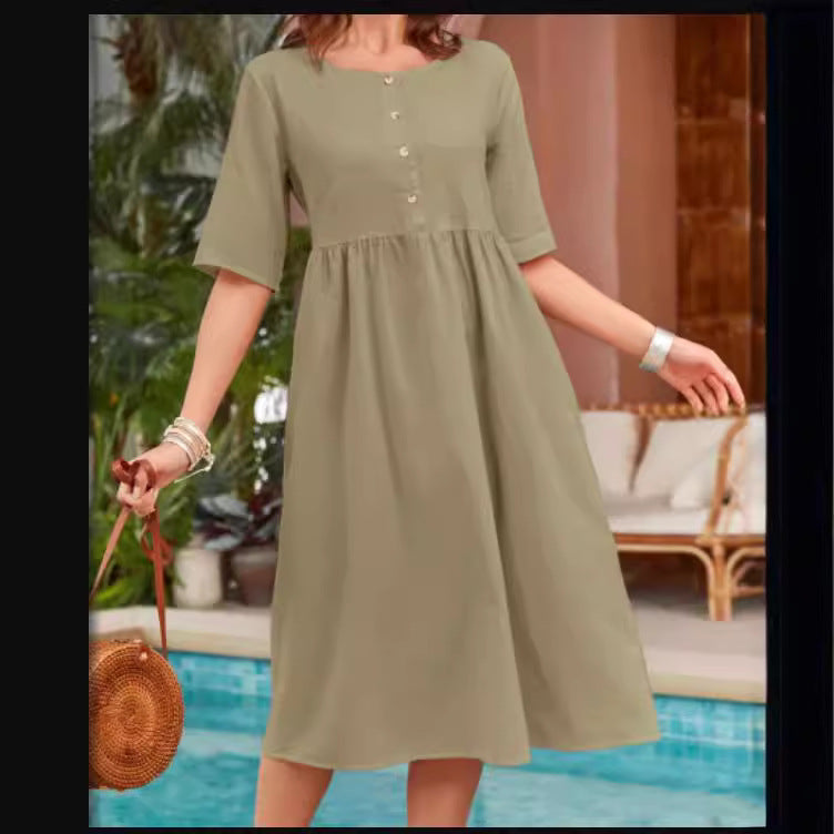 Casual A-Linien Kleid mit Rundhals & Taschen – Bild 6 | LuxeStyle