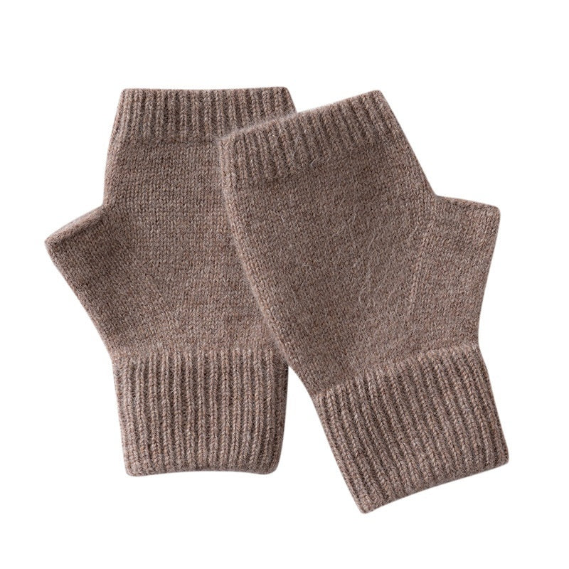 Kaschmir-Handschuhe mit halben Fingern und Blumenmuster