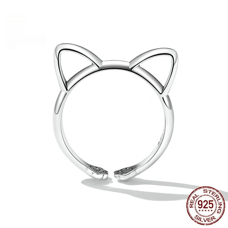 S925 Sterlingsilber Minimalkatze Offener Ring Ohrring
