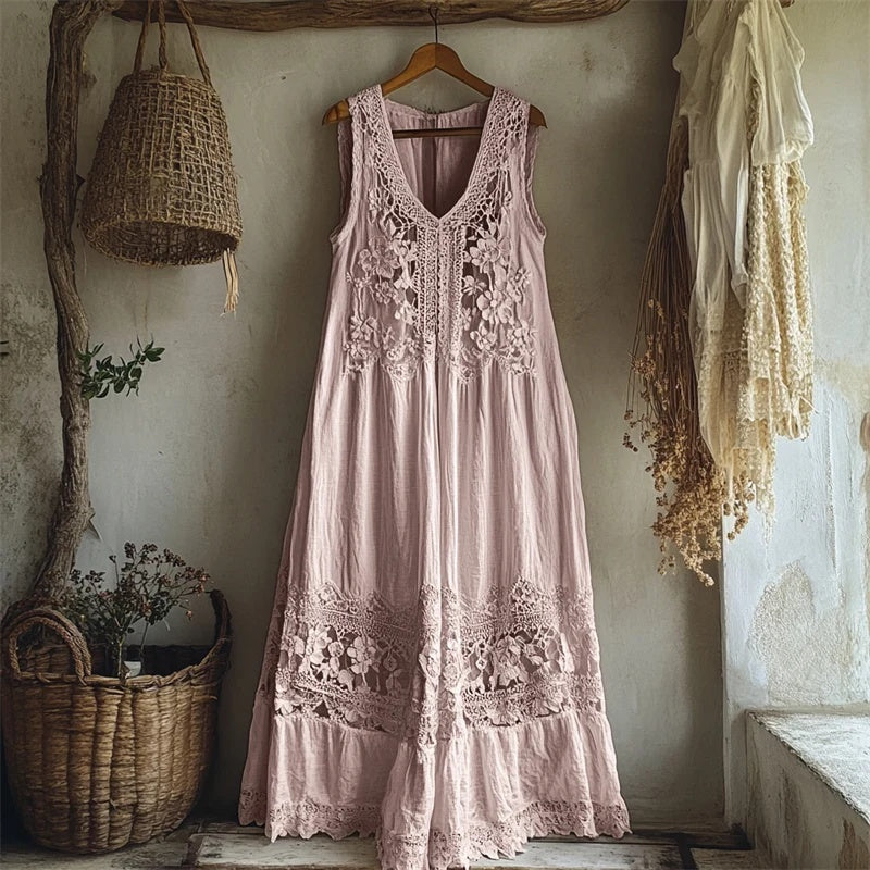 Ärmelloses V-Neck 3D Print Kleid für Damen | LuxeStyle