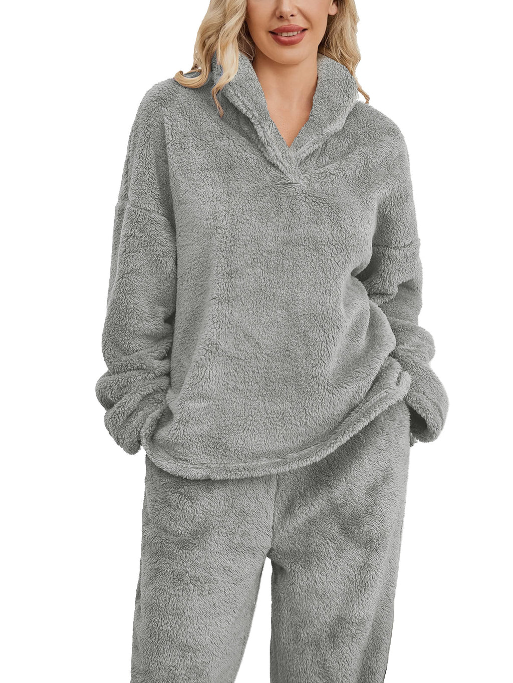 Plüsch-Hoodie-Set mit Kapuze – Bild 2 | LuxeStyle