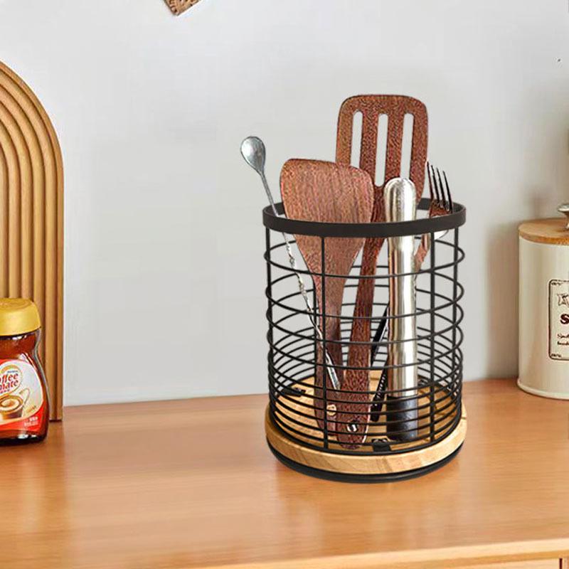 Drehbarer Besteck-Organizer aus Holz – Bild 3 | LuxeStyle
