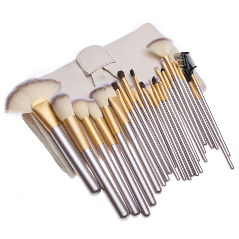 24er Make-up-Bürsten-Set Beige Champagne