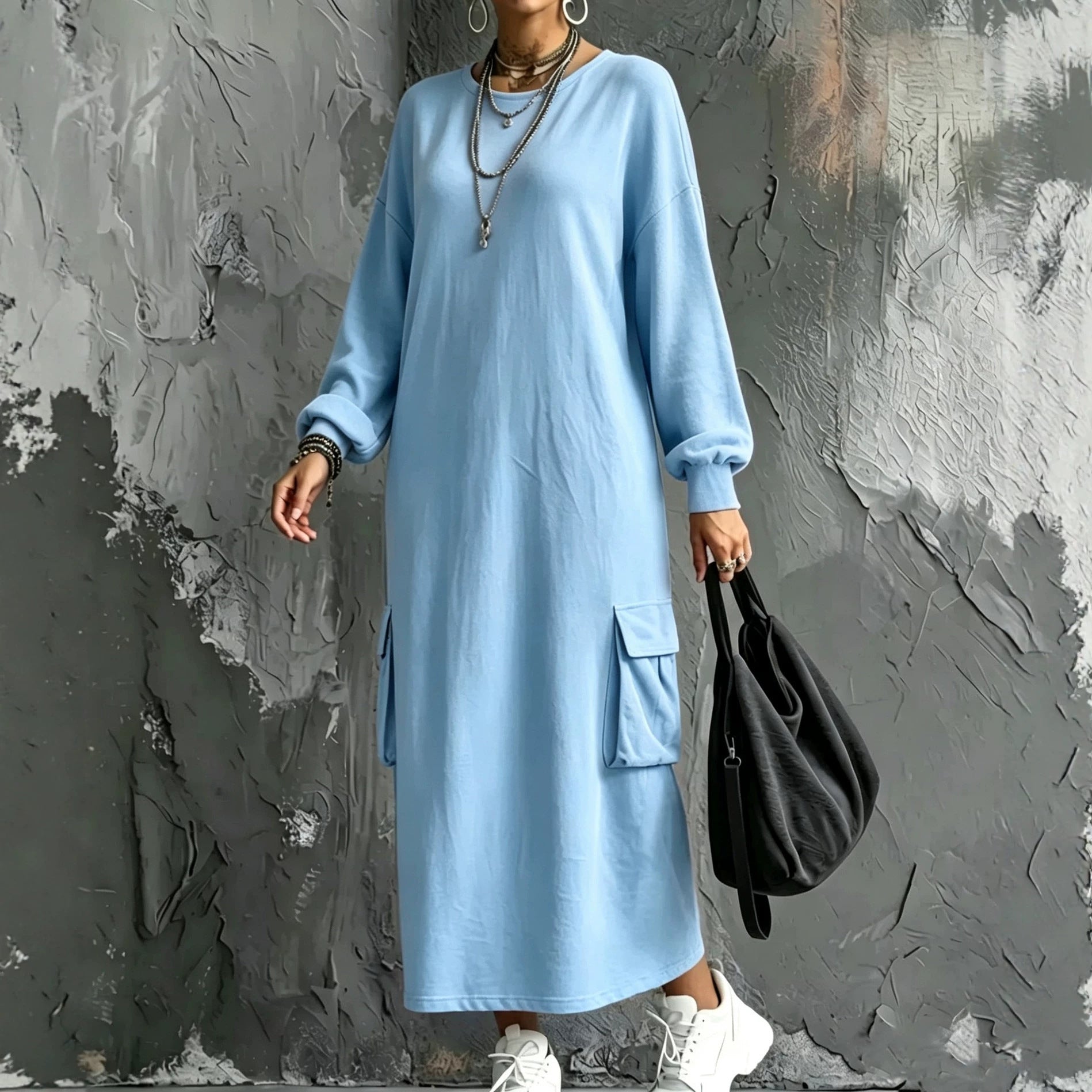 Lässiges Hoodie-Kleid mit langen Ärmeln