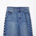 Gefütterte Straight-Leg Jeans mit Nieten