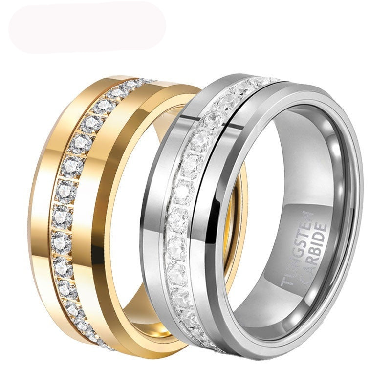 Goldfarbener Ring aus Wolframstahl mit Zirkonia – Bild 7 | LuxeStyle