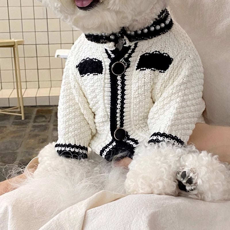 Hundepullover mit Perlenkragen | LuxeStyle
