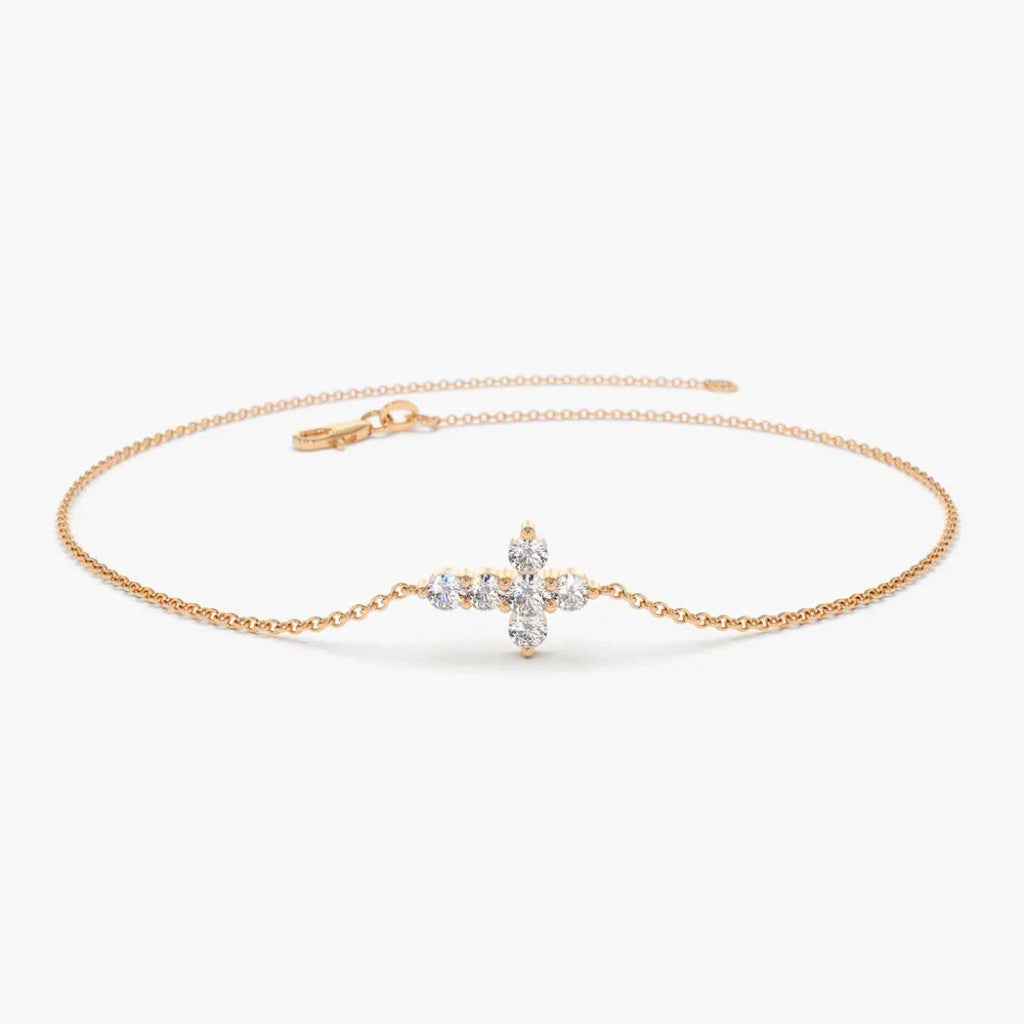 Strassbesetztes Kreuz-Armband aus 925er Silber – Bild 3 | LuxeStyle