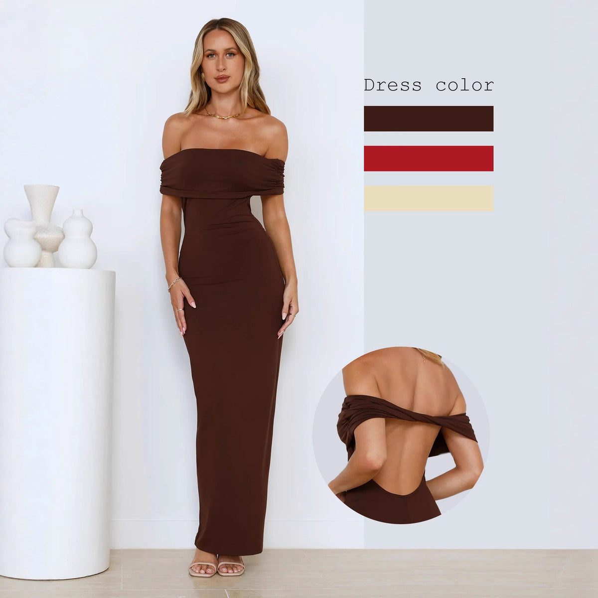 Trägerloses Off-Shoulder Etuikleid – Bild 8 | LuxeStyle