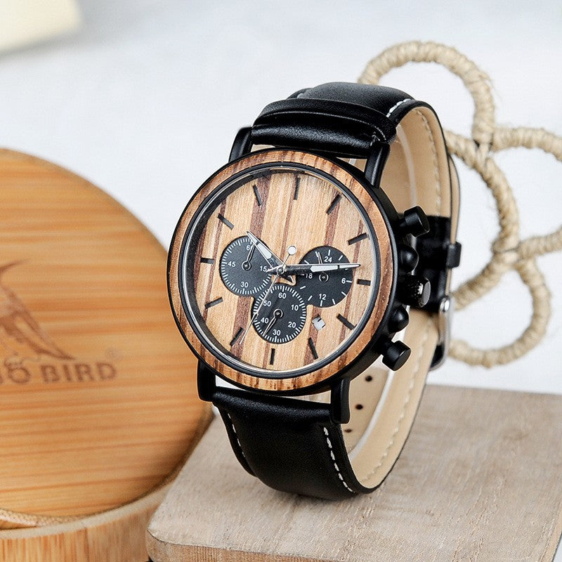 Multifunktionale Holzarmbanduhr für Herren | LuxeStyle