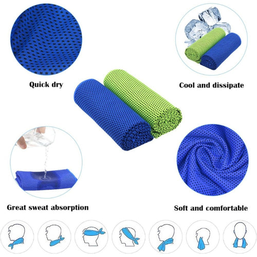 2er-Set Kühlhandtücher (Blau/Grün)