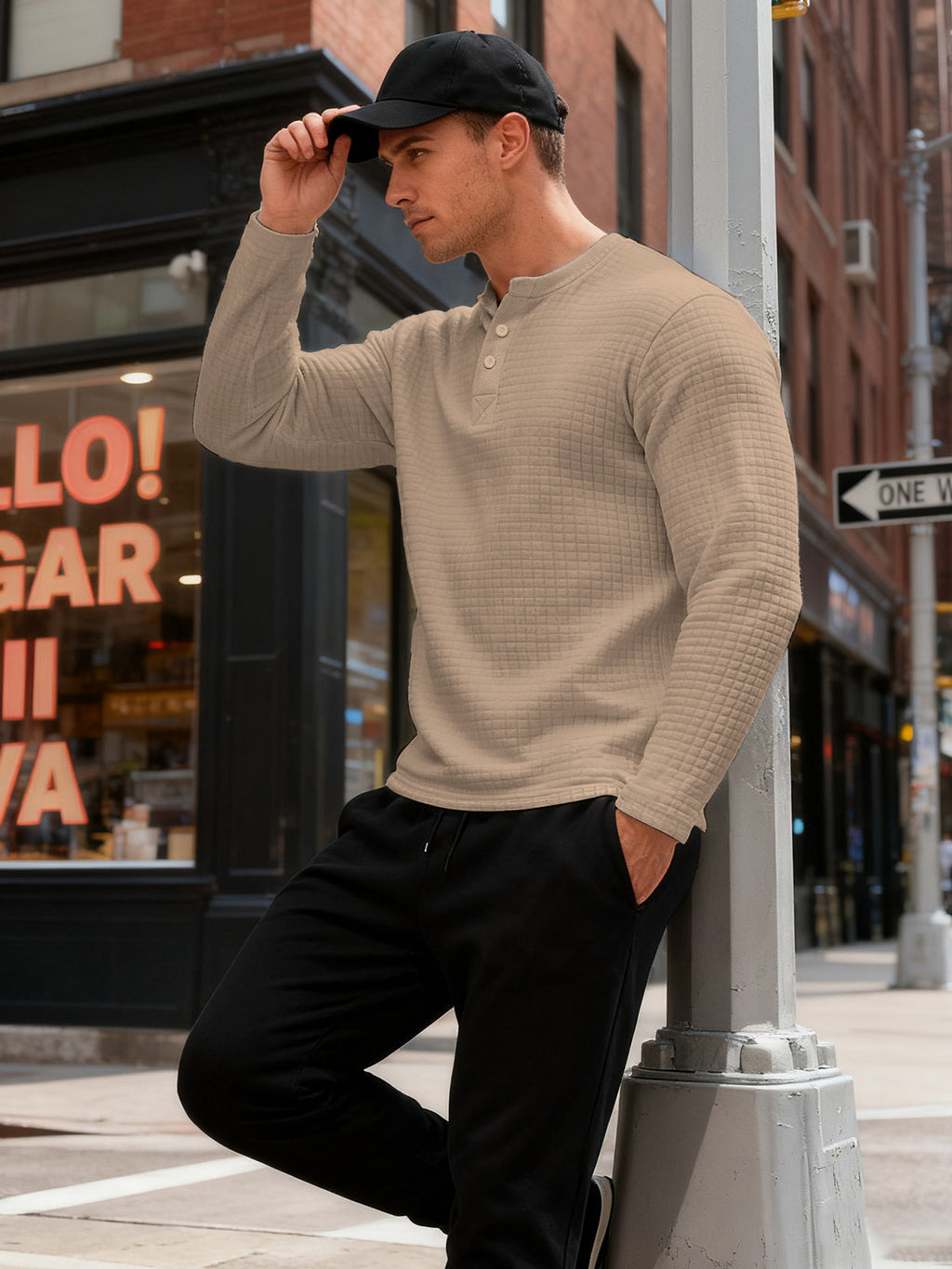 Herren Langarm-Sweatshirt mit Jacquard-Muster