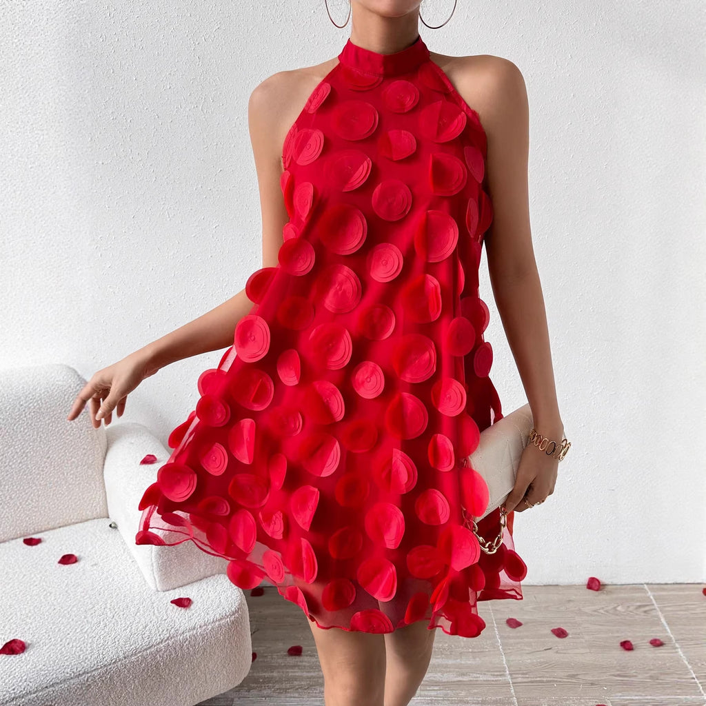 Florales Neckholder-Abendkleid
