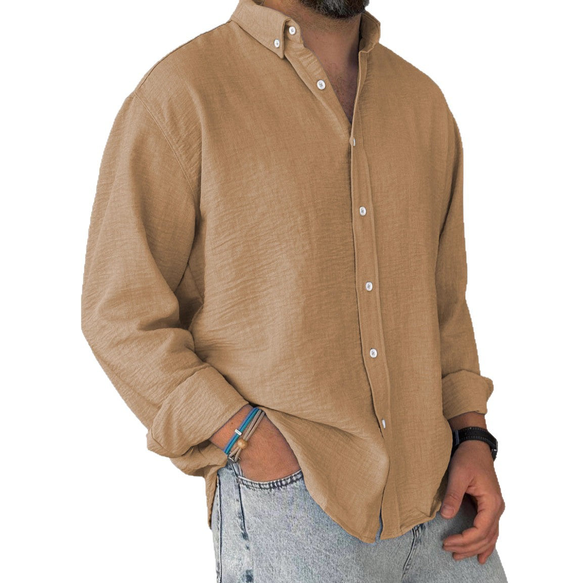 Herren Langarm Button-Down Hemd