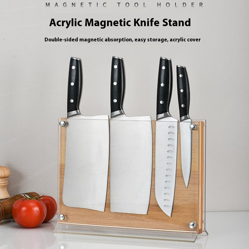 Magnetischer Messerhalter aus Bambus und Acryl