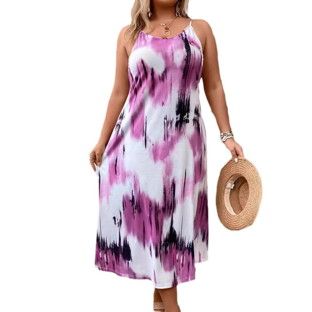 Bedrucktes A-Linien Plus-Size Kleid