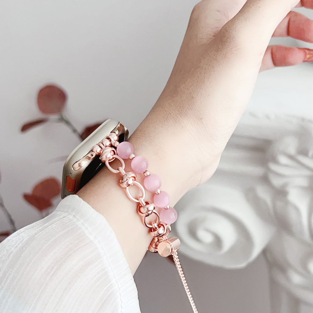 Uhrenarmband mit Perlenverschluss in Silber | LuxeStyle