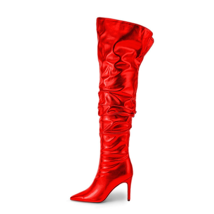 Farbige Stiletto-Over-the-Knee-Stiefel
