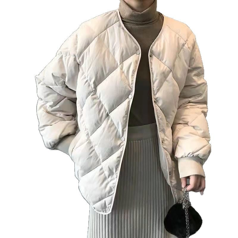 Loose-fit Diamond-Quilted Down-Jackett | LuxeStyle