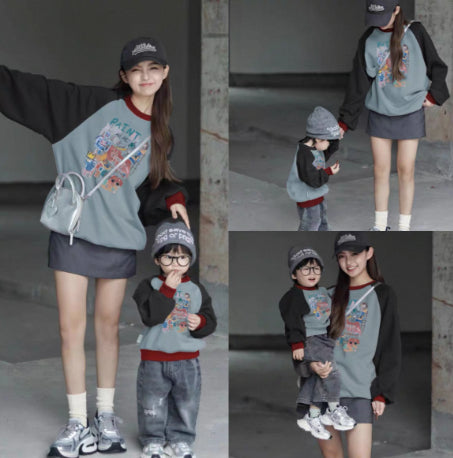 Color-Block Raglan Hoodie für Eltern und Kinder