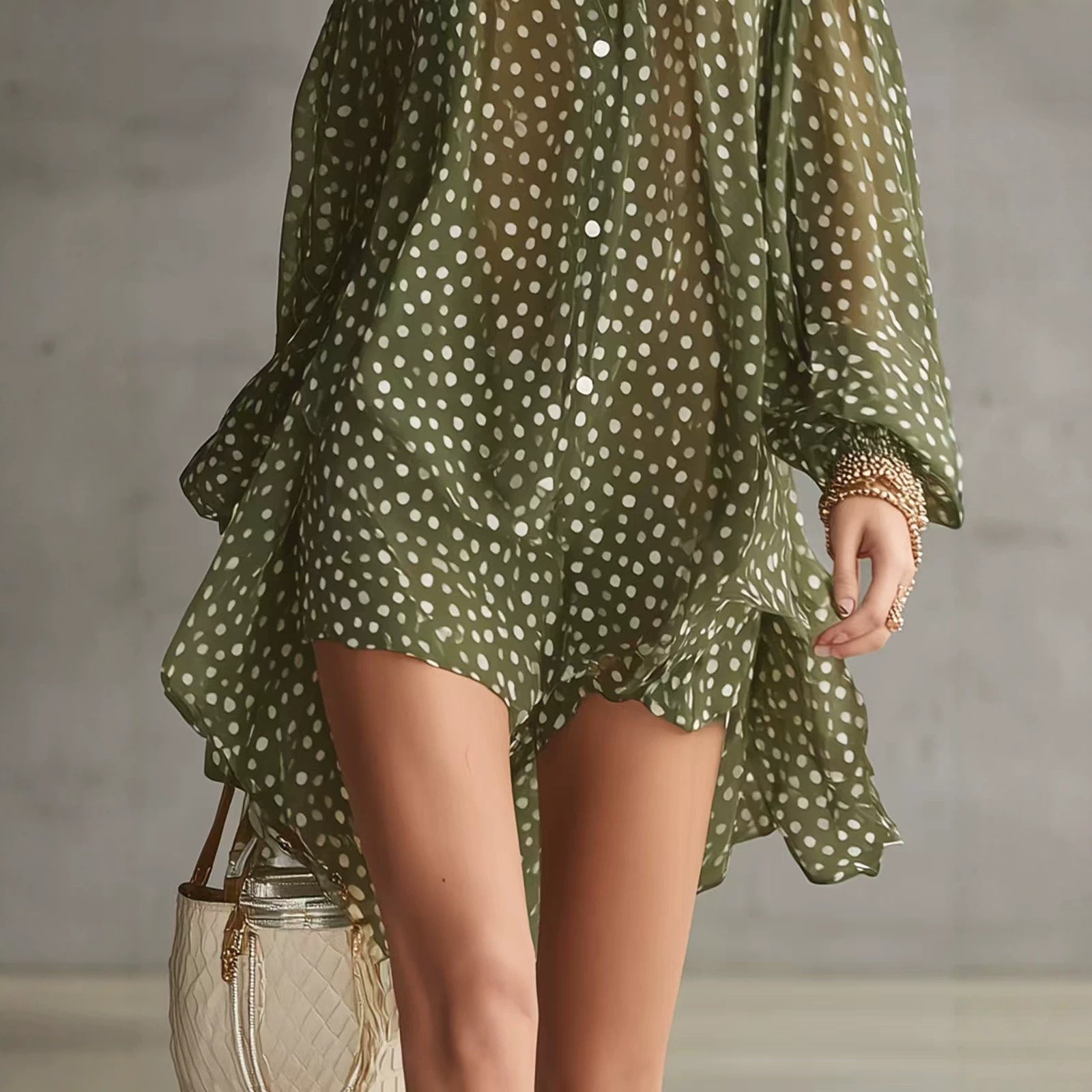 Elegantes Chiffon-Kleid mit Polka Dots